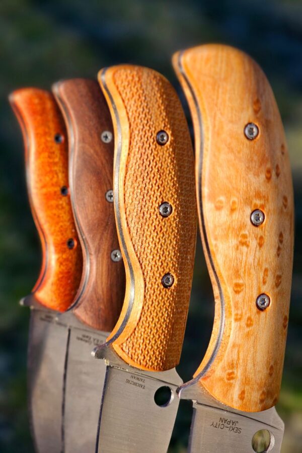 Birdseye Maple Scales Lines Up With 3 Other Spyderco Mule Team Knives